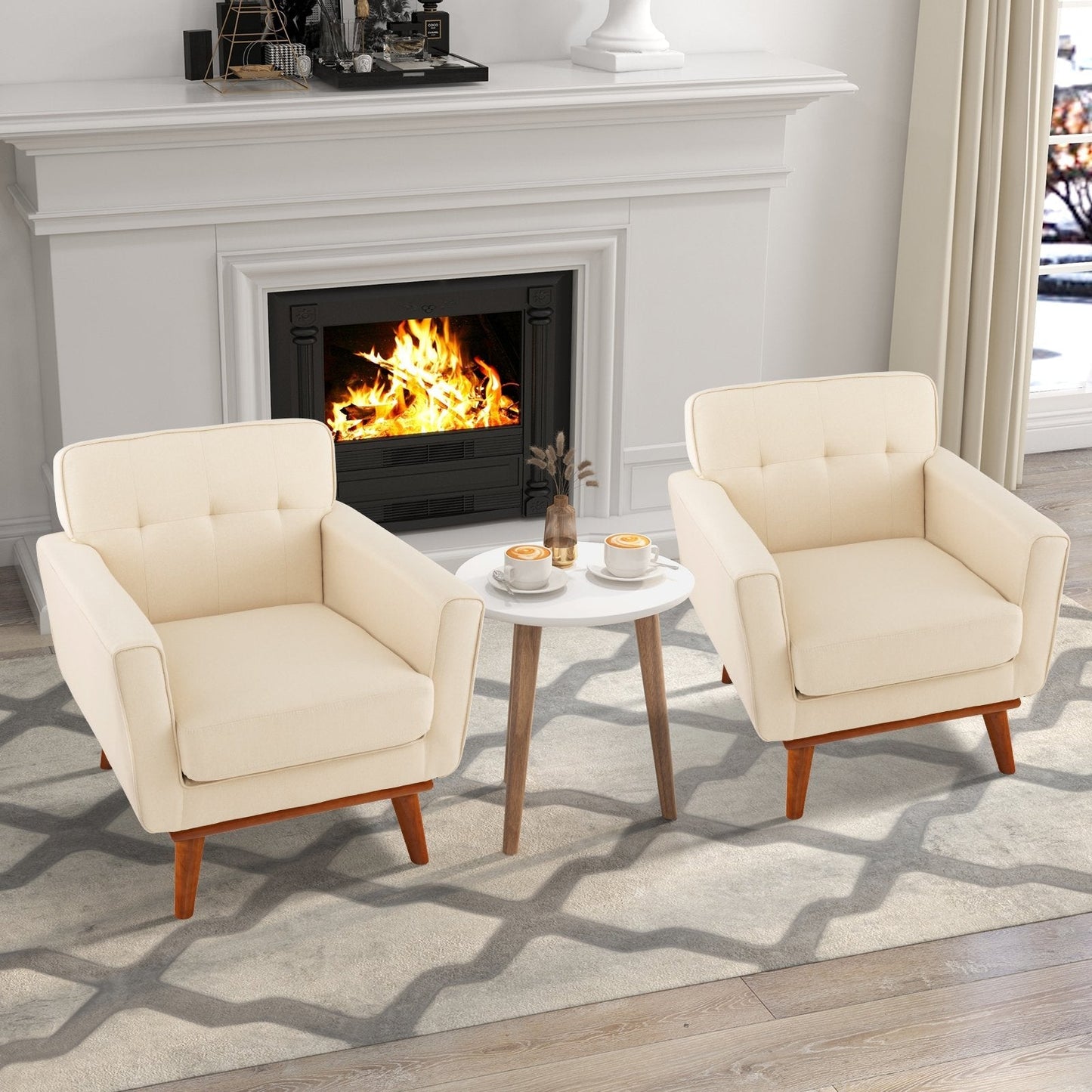 Modern Accent Armchair with Removable Padded Seat Cushion-Beige