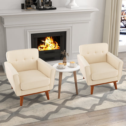 Modern Accent Armchair with Removable Padded Seat Cushion-Beige