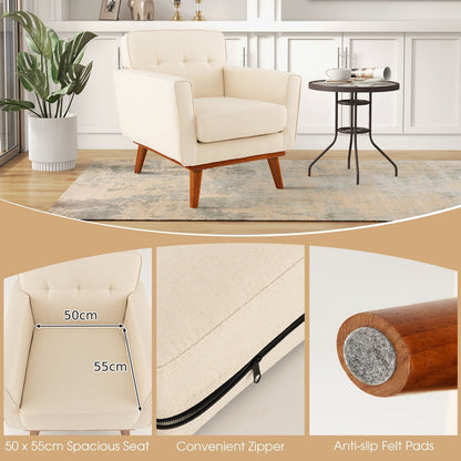 Modern Accent Armchair with Removable Padded Seat Cushion-Beige