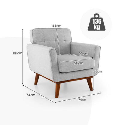 Modern Accent Armchair with Removable Padded Seat Cushion-Grey