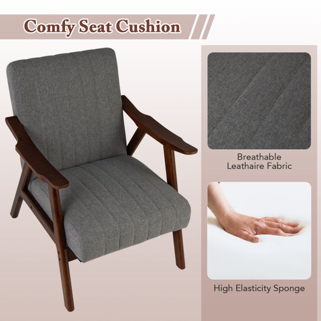 Modern Accent Chair with Armrests and Rubber Wood Frame-Light Grey