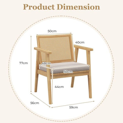 Modern Accent Chair with Solid Rubber Wood Frame-Natural