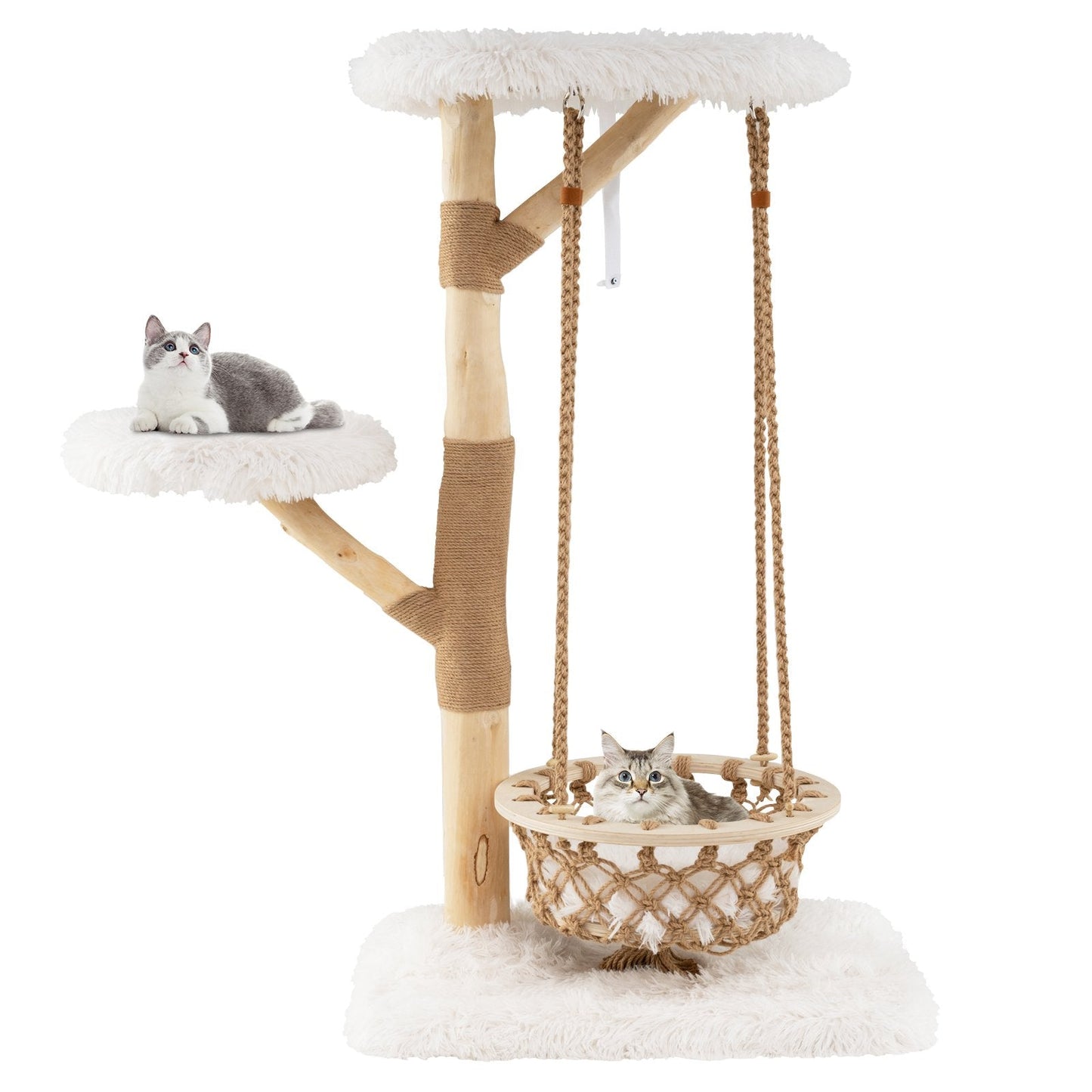 Modern Cat Tree for Indoor Adult Cats Large Kitten Tower-White