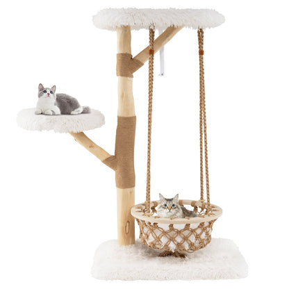 Modern Cat Tree for Indoor Adult Cats Large Kitten Tower-White