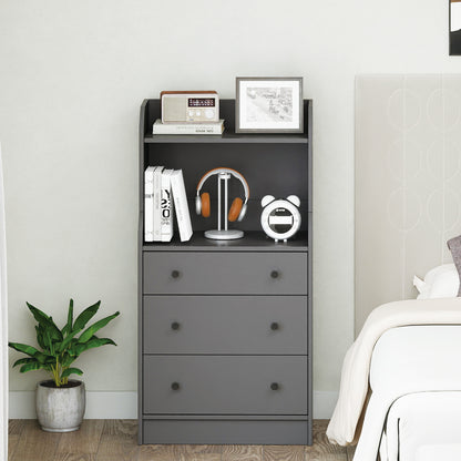 Modern Chest of Drawers Dresser with Shelves-Grey