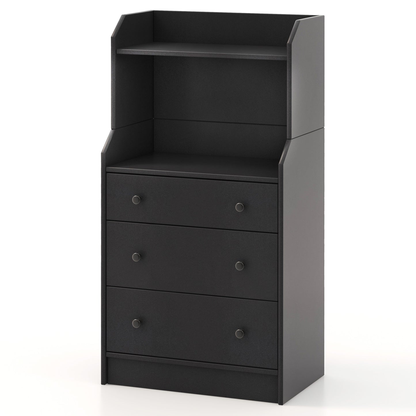 Modern Chest of Drawers Dresser with Shelves-Black