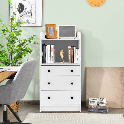 Modern Chest of Drawers Dresser with Shelves-White