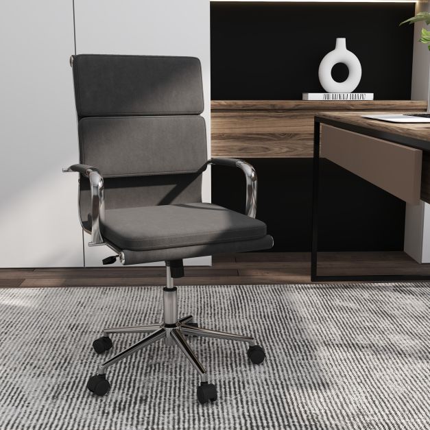 Modern Leatharire Conference Chair with Rocking Backrest-Grey