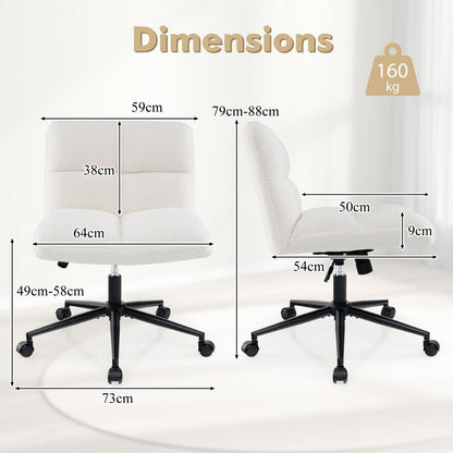 Modern Cross Legged Swivel Task Chair with Wheels-Beige
