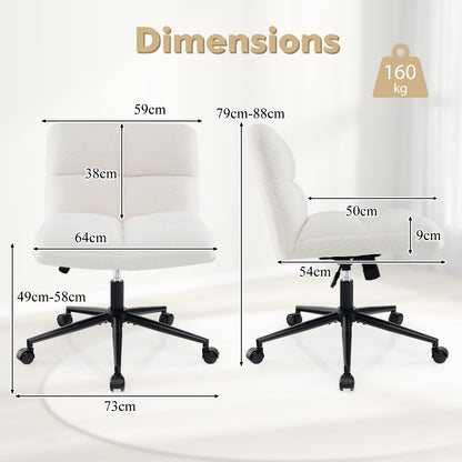 Modern Cross Legged Swivel Task Chair with Wheels-Beige