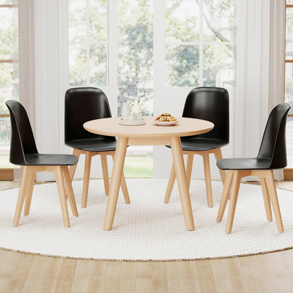 Modern Dining Chairs Set of 2 Armless Kitchen Chairs with Solid Beech Wood Legs-Black