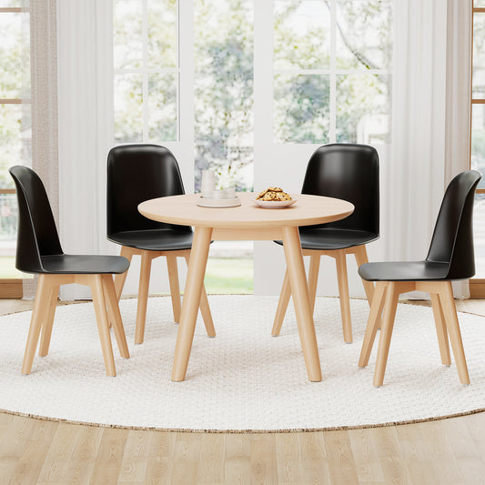 Modern Dining Chairs Set of 2 Armless Kitchen Chairs with Solid Beech Wood Legs-Black