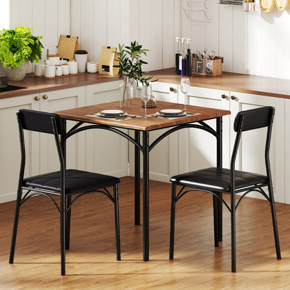 Modern Dining Table Set 3-Piece Kitchen Table Set-Rustic Brown