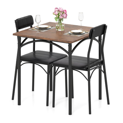 Modern Dining Table Set 3-Piece Kitchen Table Set-Rustic Brown