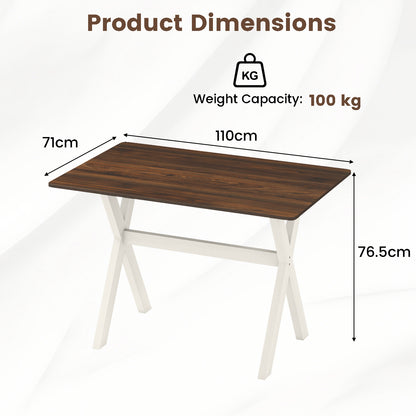 Modern Dining Table Wooden Kitchen Table with X-shaped Frame and with Wood Grain Texture Tabletop-Brown