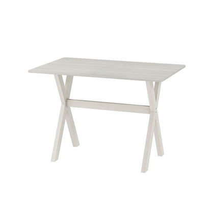 Modern Dining Table Wooden Kitchen Table with X-shaped Frame and with Wood Grain Texture Tabletop-White