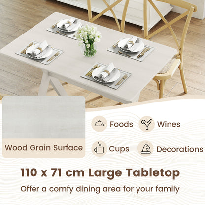 Modern Dining Table Wooden Kitchen Table with X-shaped Frame and with Wood Grain Texture Tabletop-White