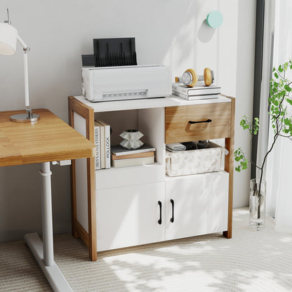 Modern Farmhouse Coffee Bar Cabinet with Drawer for Dining Room-White