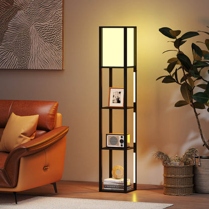 Modern Floor Lamp with 3 LED Strips and Lampshade for Living Room Bedroom