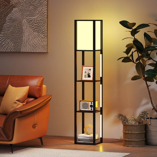 Modern Floor Lamp with 3 LED Strips and Lampshade for Living Room Bedroom