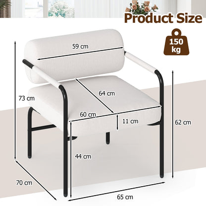 Modern Leisure Chair Velvet Upholstered Accent Chair-White