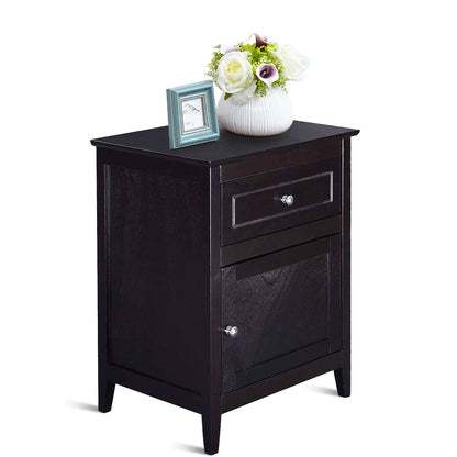 2-Tier Modern Badroom Nightstand with Drawer-Espresso