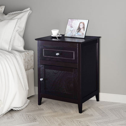 2-Tier Modern Badroom Nightstand with Drawer-Espresso