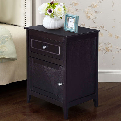 2-Tier Modern Badroom Nightstand with Drawer-Espresso