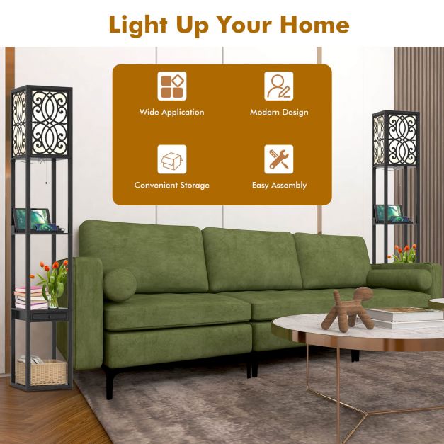 3-Layers Free-standing Light with 2 USB Charging Ports and Storage Drawer