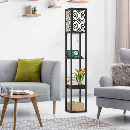 3-Layers Free-standing Light with 2 USB Charging Ports and Storage Drawer