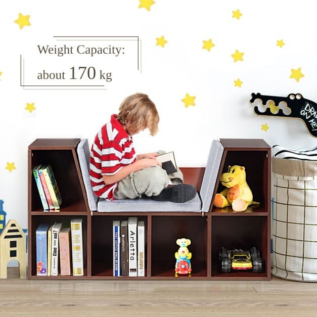 Modern Storage Organizer Cabinet with Seat Cushion-Dark Brown