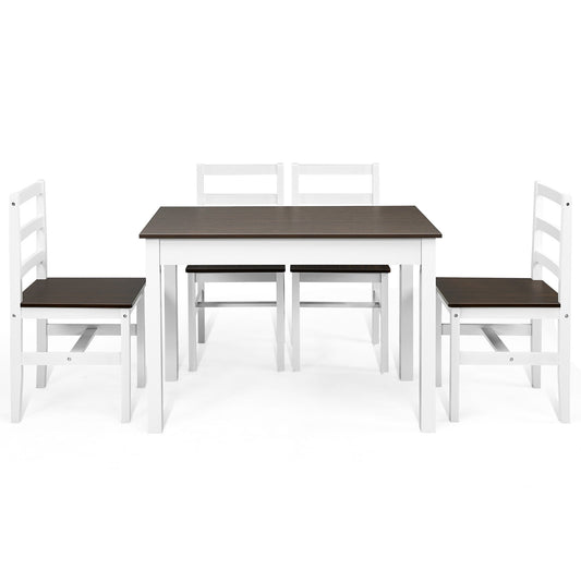 Modern Table and Chairs Set with Solid Pine Wood Legs for Dining Room