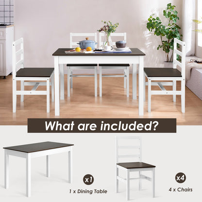 Modern Table and Chairs Set with Solid Pine Wood Legs for Dining Room