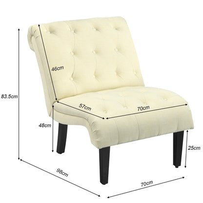 Modern Upholstered Accent Chair with Button Tufted Linen Fabric-Beige