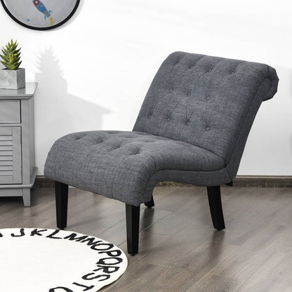 Modern Upholstered Accent Chair with Button Tufted Linen Fabric-Dark Grey