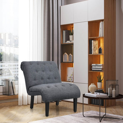 Modern Upholstered Accent Chair with Button Tufted Linen Fabric-Dark Grey