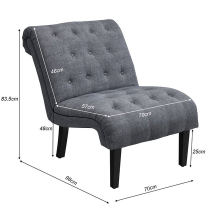 Modern Upholstered Accent Chair with Button Tufted Linen Fabric-Dark Grey
