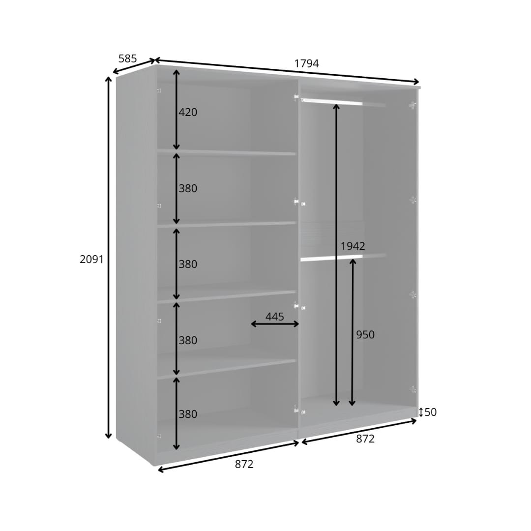 Mond Hinged Door Wardrobe 180cm