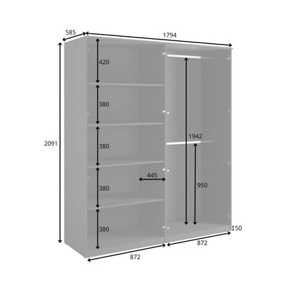 Mond Hinged Door Wardrobe 180cm
