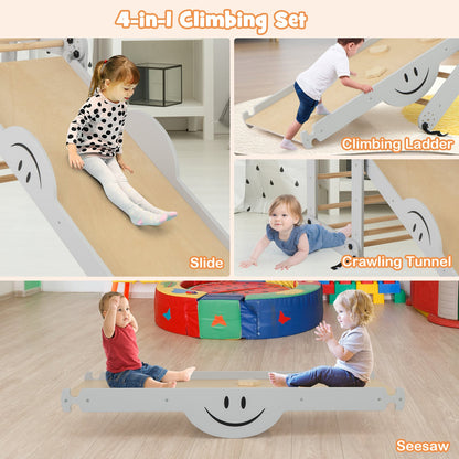 Montessori Climbing Set for Toddlers Foldable with Fun Seesaw-Grey