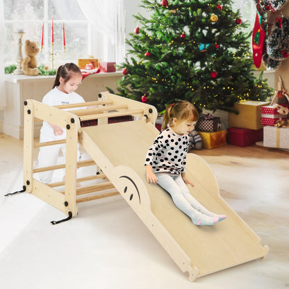 Montessori Climbing Set for Toddlers Foldable with Fun Seesaw-Natural