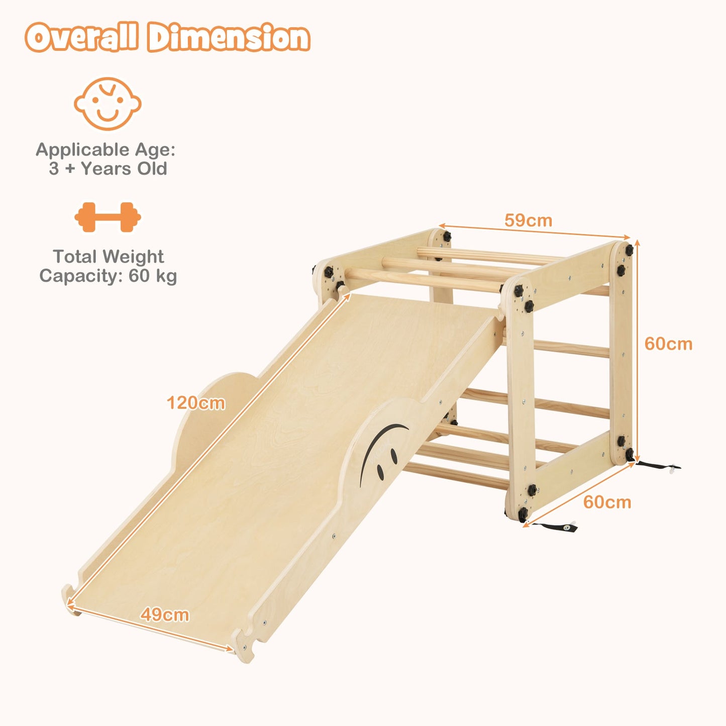 Montessori Climbing Set for Toddlers Foldable with Fun Seesaw-Natural