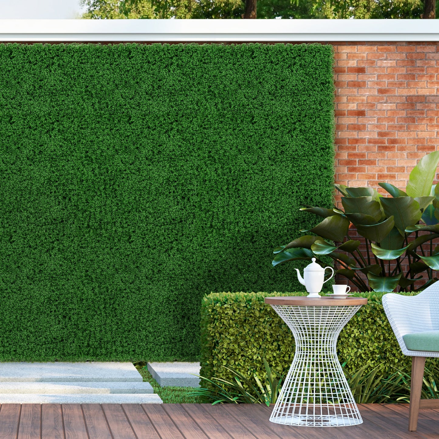 12 Pieces 50 x 50cm Artificial Grass Wall Panels for Garden Yard Balcony Home