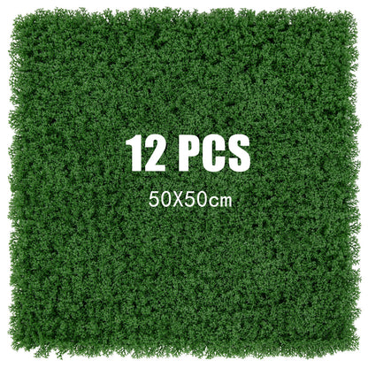 12 Pieces 50 x 50cm Artificial Grass Wall Panels for Garden Yard Balcony Home