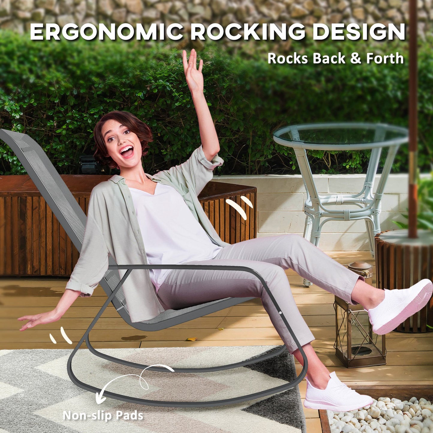 Outsunny Rocking Garden Chair - Szary