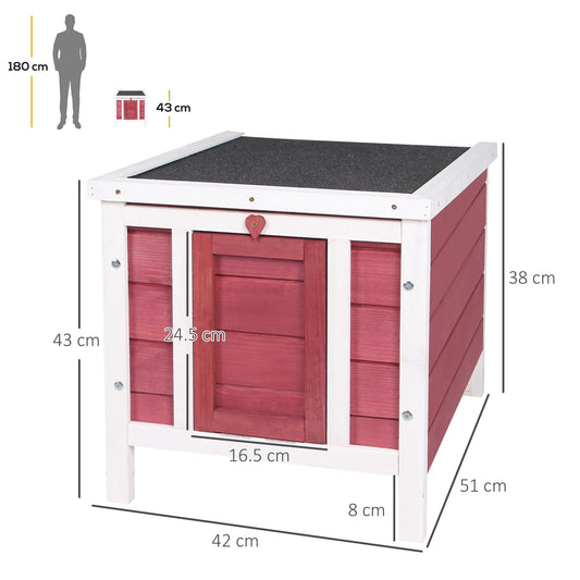 PawHut Wooden Rabbit Hutch 51 x 42 x 43 cm, Red