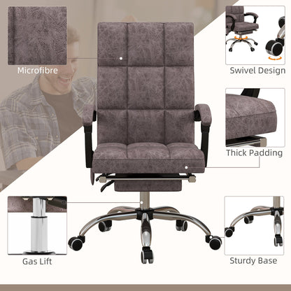 Vinsetto Executive Vibration Massage Office Chair, Microfibre Computer Chair with Armrest, 135° Reclining Back, Charcoal Grey