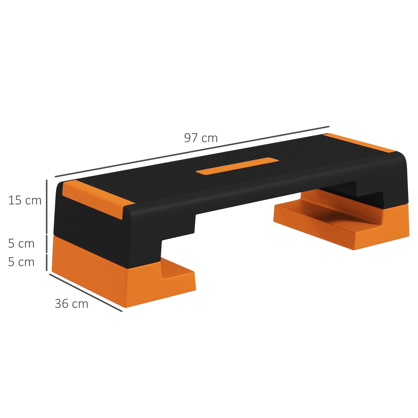 SPORTNOW 15cm/20cm/25cm Exercise Stepper for Home Workout, Aerobic Step Platform - Orange