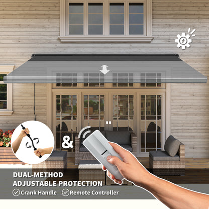 Outsunny 4 x 3(m) Full Cassette Electric Awning with Remote Controller, Aluminium Frame DIY Retractable Garden Awning, UPF50+ Sun Shade Canopy for Deck Door Window, Dark Grey