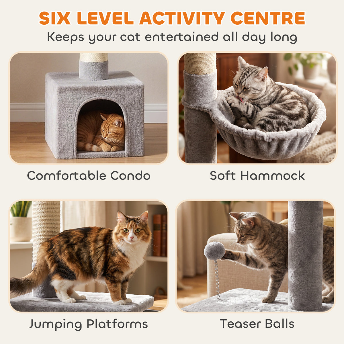 PawHut Floor to Ceiling Cat Tree, 230-250cm Multi-Level Cat Tower with Adjustable Height, Scratching Posts, Condo, Platforms